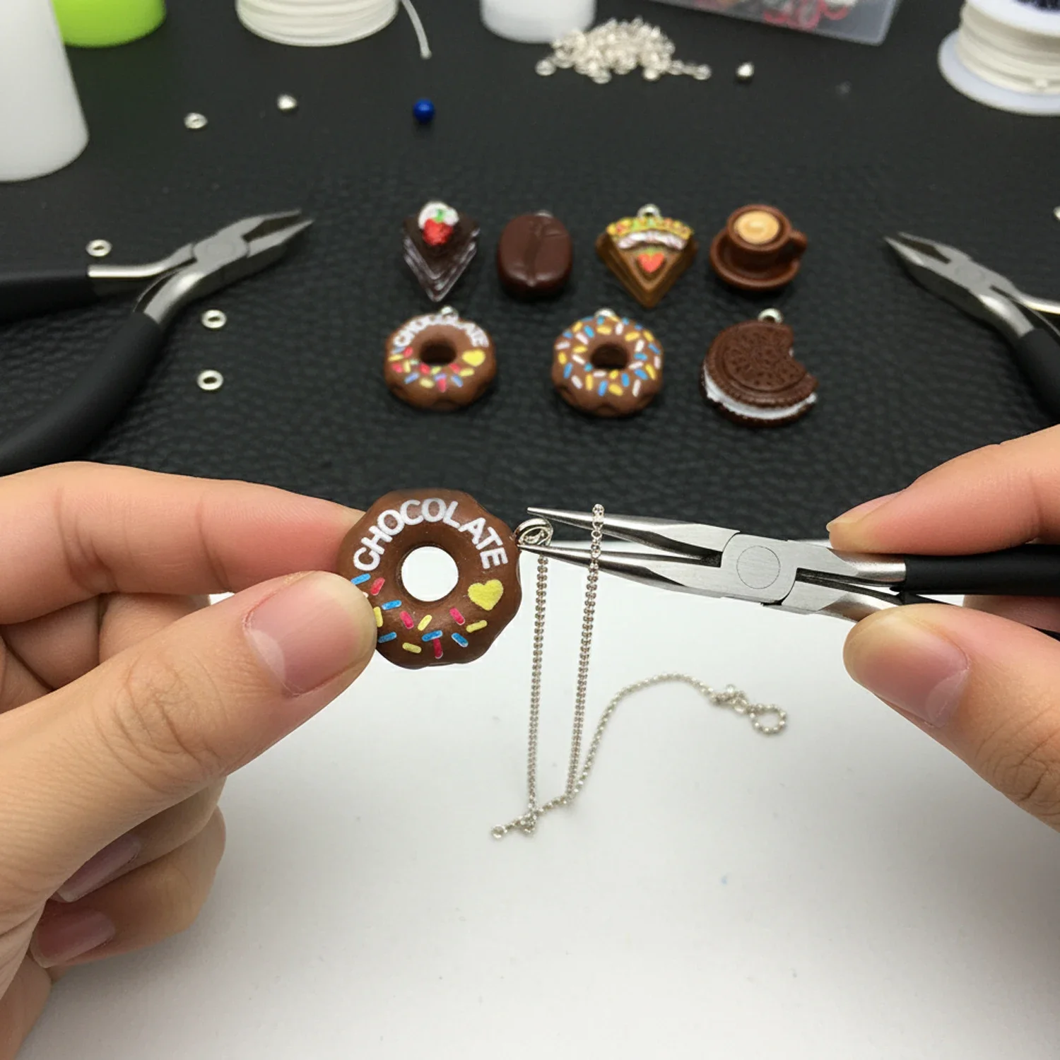 10Pcs New Popular Realistic Coffee Bean and Coffee Cup Pendants, Resin Accessories for DIY Creative and Fun Earrings Necklace
