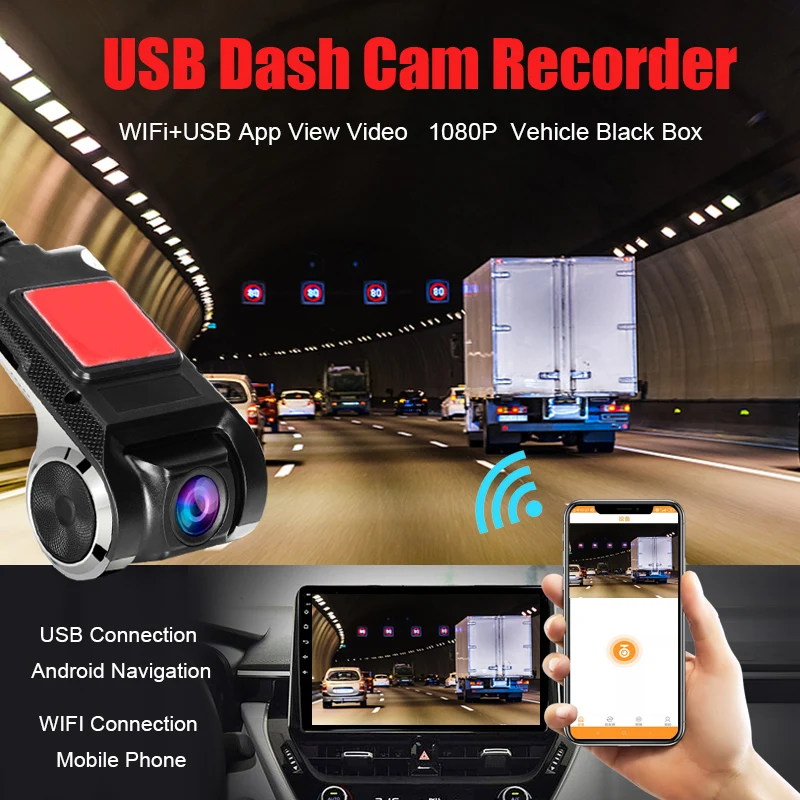 USB Video DVR Camera ADSA Recorder 1080P HD Night Vision Hidden Dash Cam In Car Black Box For Android Navigation 