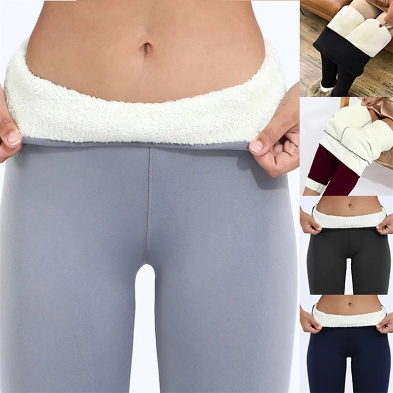 Pregnant Woman Winter Plus Velvet Stretch Leggings High Waist Warm Leggings Women Lamb Cashmere Thick Winter Leggings