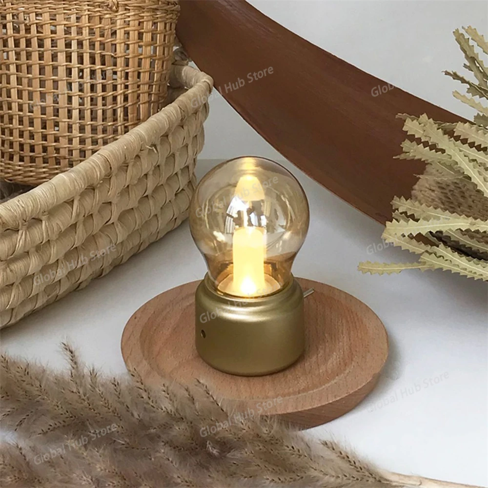 

Ретро лампа ночник USB перезаряжаемая батарея свет металлическое стекло атмосфера ночник портативная прикроватная лампа для декора комнаты