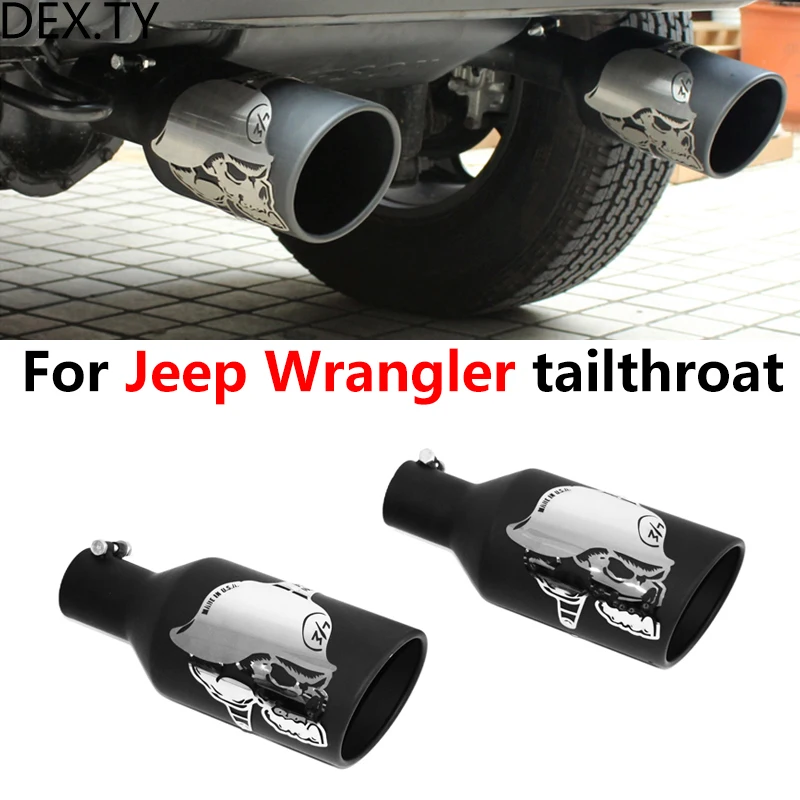 For Jeep Wrangler Exhaust Pipe Modification Skull Stainless Steel Black Muffler Tip Wading Hose Pickup Truck Universal