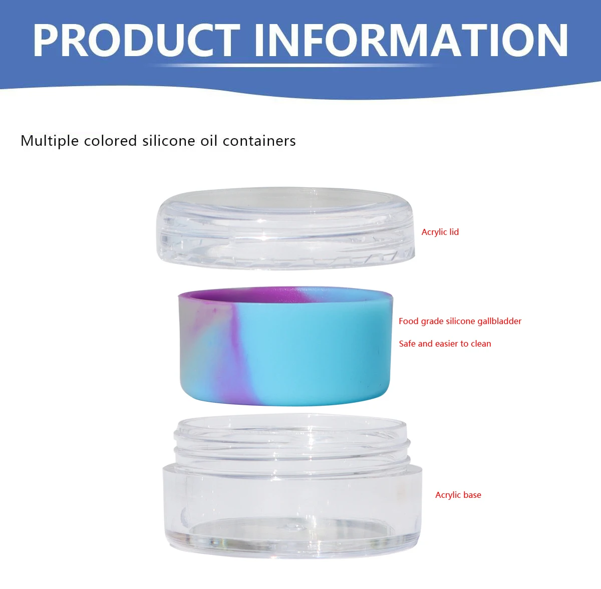 5ML 7ML 10ML Multi ColorCosmetic Container -  Silicone Wax Container Portable,  Multi-Purpose Non stick Wax Oil Storage Case