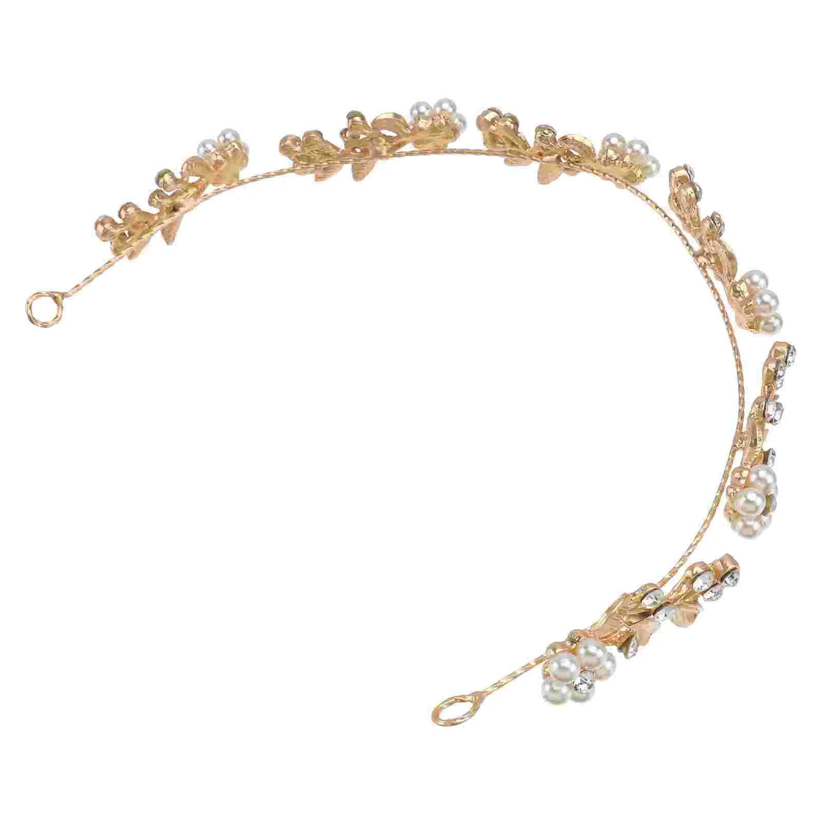 

Свадебная повязка на голову с золотыми листьями и стразами, жемчужный цветок, свадебные головные уборы, аксессуары для волос для женщин и девочек