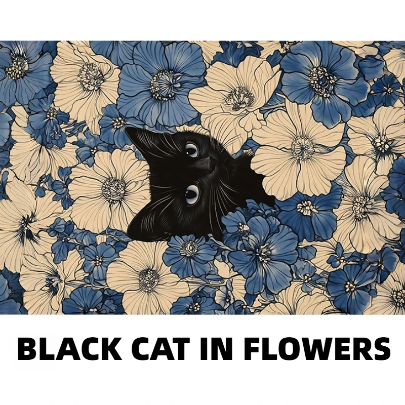 Mini Test Tube Jigsaw Puzzle Black Cat in Flowers Difficult Jigsaw Puzzle for Adult Decompression Toys Game Family