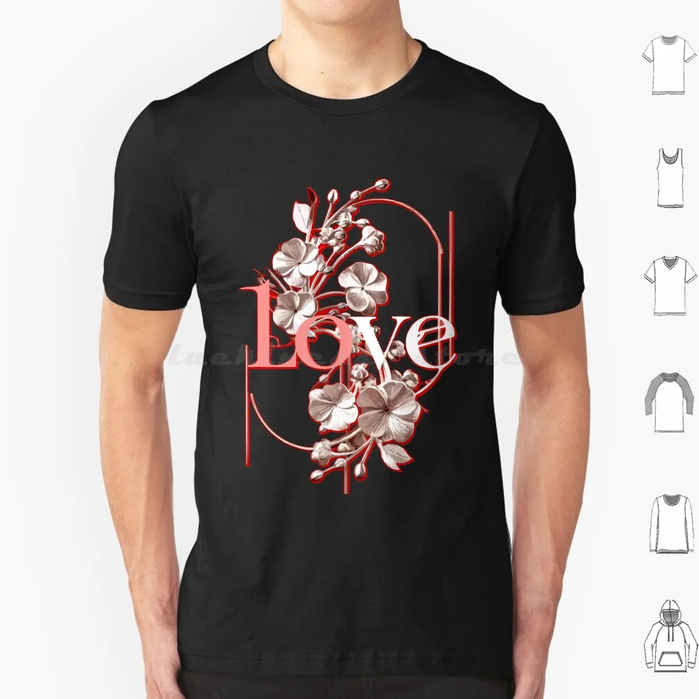 Love In Bloom : Silver Floral Artwork With Flowering Twig T Shirt Cotton Men Women DIY Print Love Silver Flowers Floral