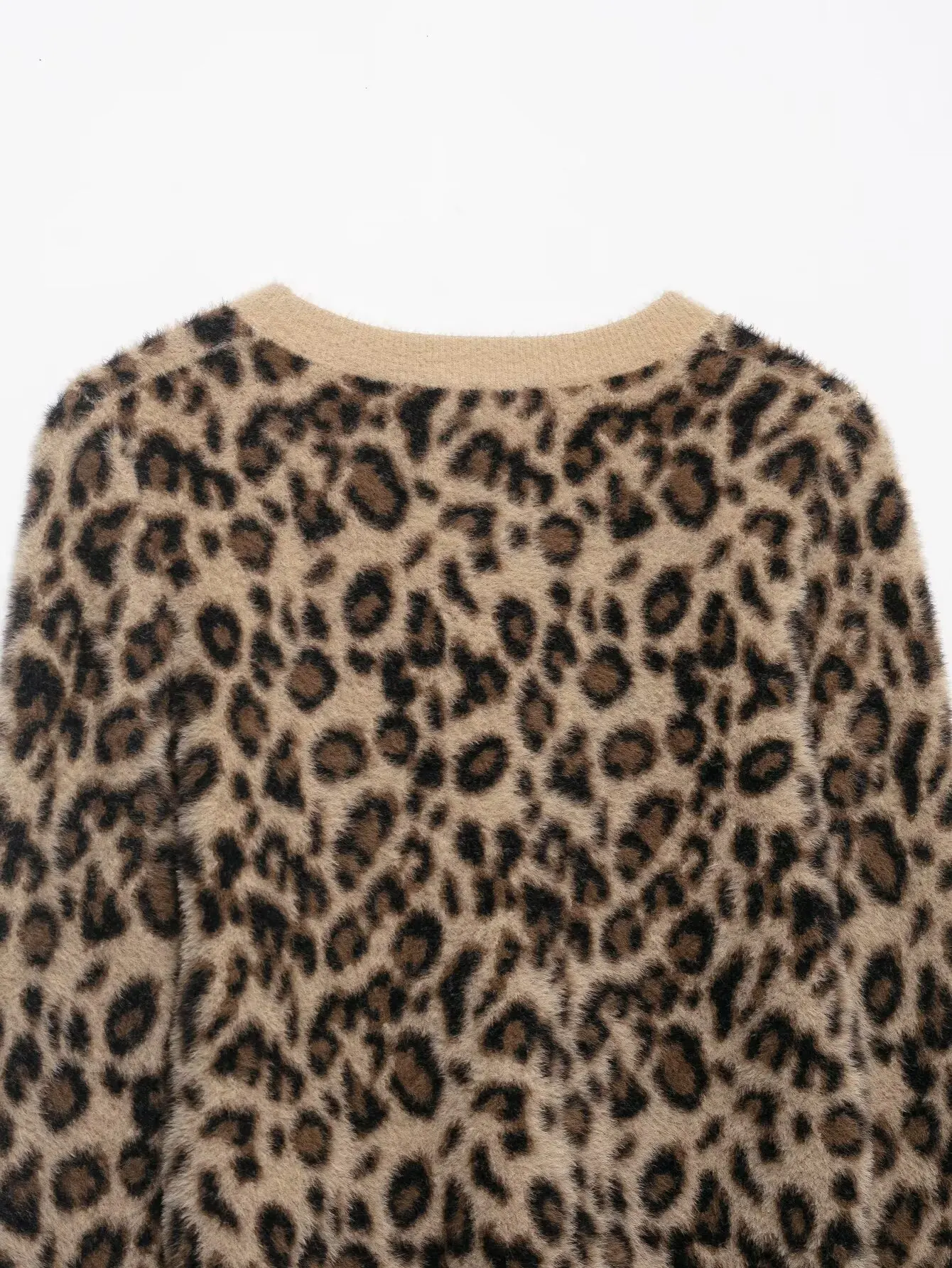 Femmes léopard col rond mode tricot pull automne hiver femme décontracté court pull pull dame trajet à manches longues hauts