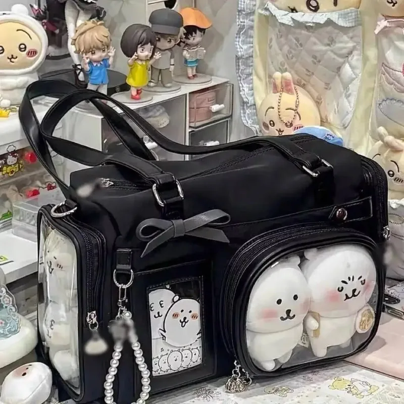 

Y2K New Bow Ita Shoulder Bags Sweet Girl Transparent Bag Large Capacity Comic Exhibition Crossbody Bag Cute DIY Display Handbags