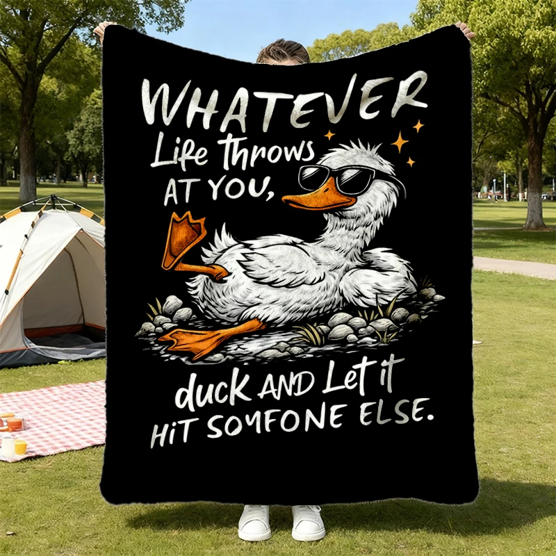 Whatever Life Throws At You Sarcastic Flannel Blanket, Funny Quote Flannel Throw, Snarky Animal Cozy Blanket