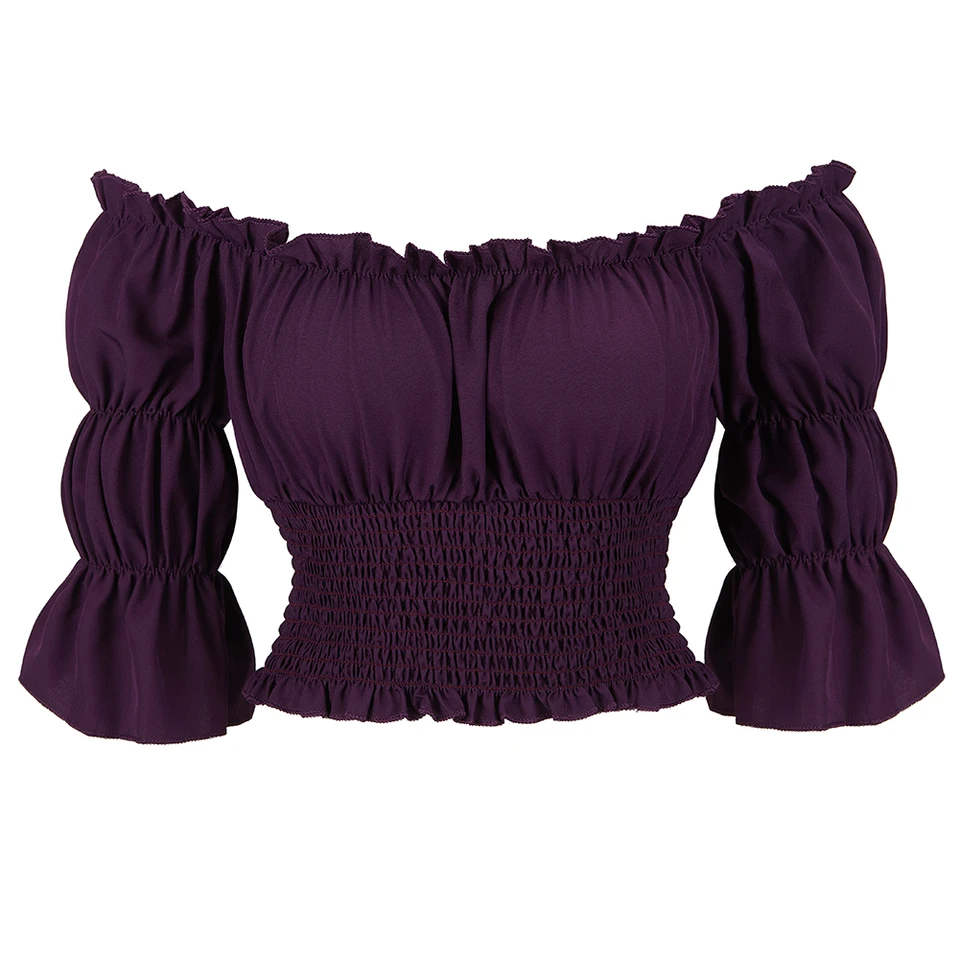 Camisa Medieval de hadas para mujer, blusa renacentista con hombros