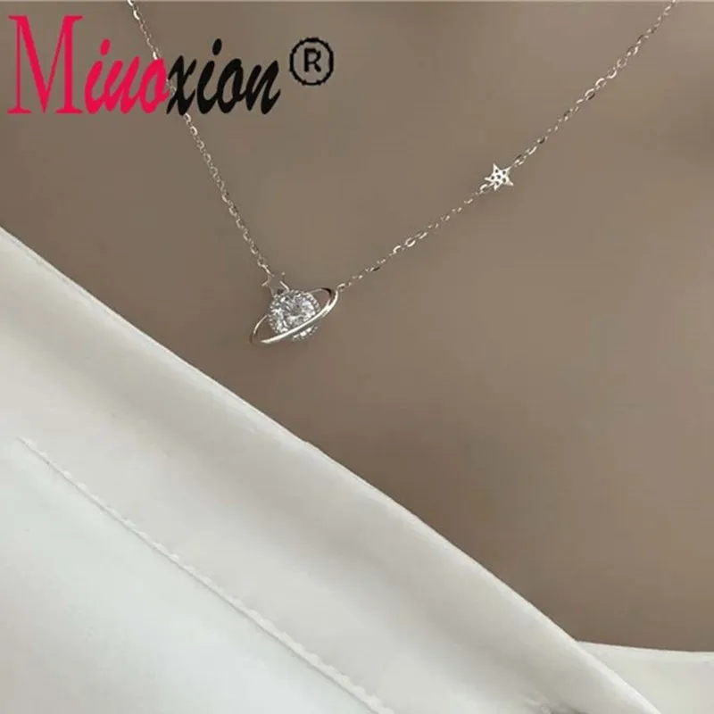 Креативное ожерелье Miuoxion 925 со спутником и орбитальной планетой из циркония, украшение в стиле ретро для женщин, Очаровательное украшение, подарок для девушки Креативное ожерелье Miuoxion 925 со спутником и орбитальной планетой из циркония, украшение в стиле ретро для женщин, Очаровательное украшение, подарок для девушки