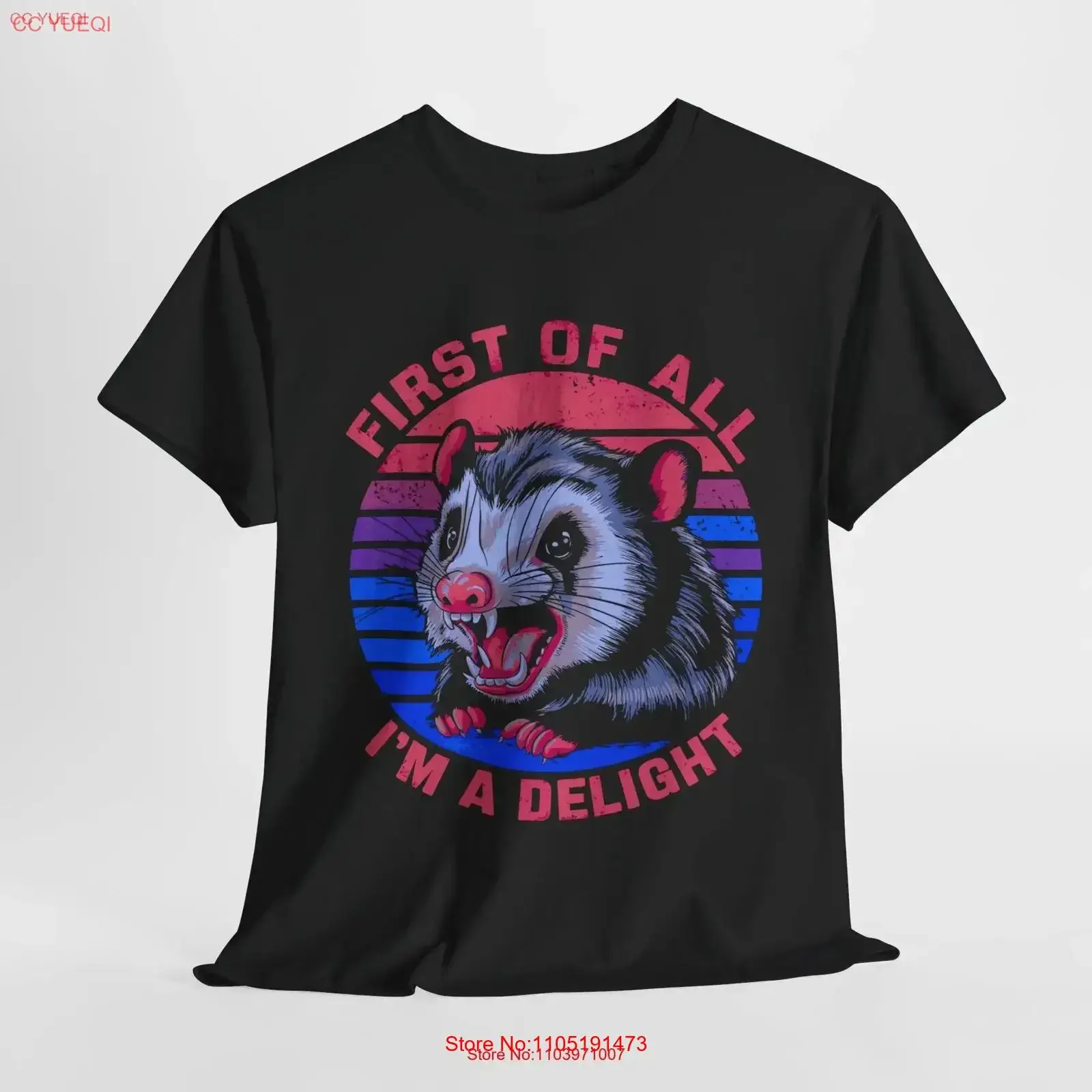 Possum T Shirt First of all I'm a delight Funny Animal Cotton Cute Opossum Top for Lover vintage Washed Stretched fashion