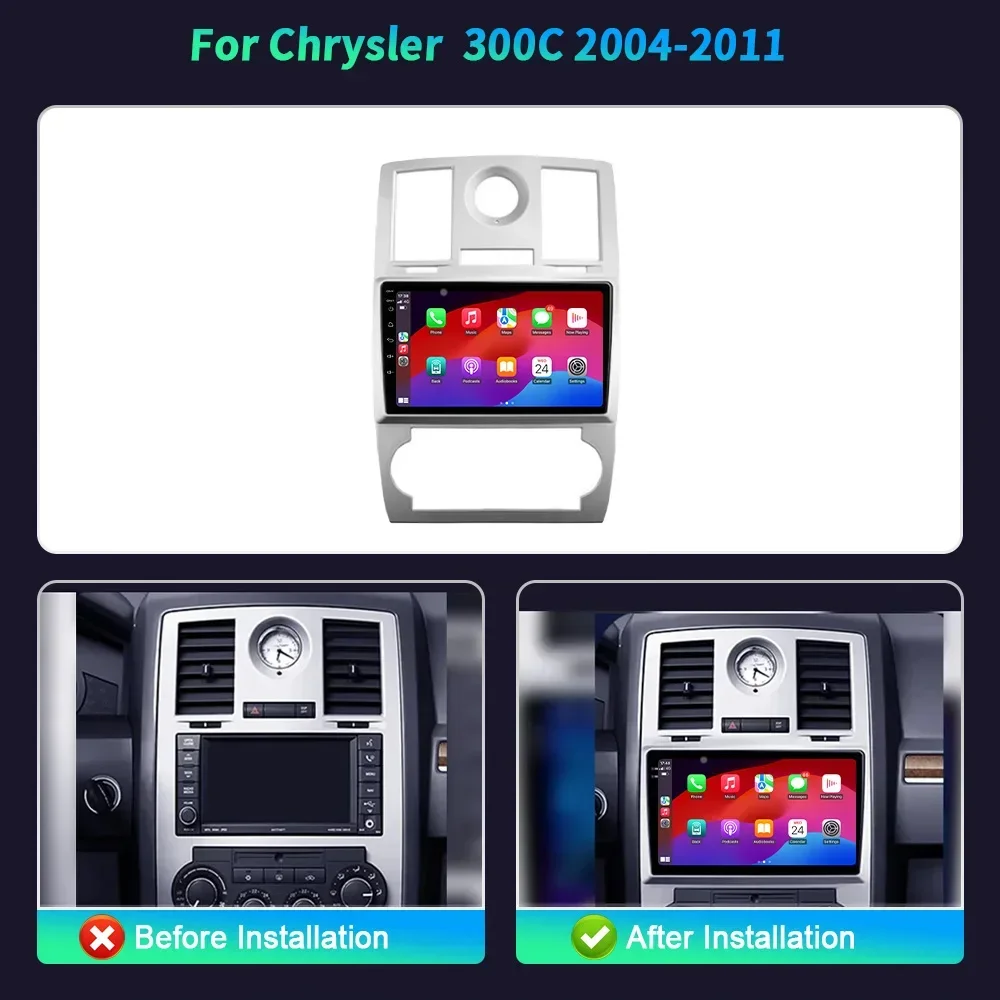 أندرويد 14 لكرايسلر 300C 2004-2011 راديو السيارة 4G GPS BT Carplay الملاحة سماعة لاسلكية تعمل بالبلوتوث Carplay رئيس وحدة شاشة تعمل باللمس