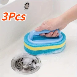 Sponge Cleaning Brush With Handle Bathtub Tile Scrub Brush Kitchen Bathroom Cleaning Sponge Brush Household Cleaning Supplies