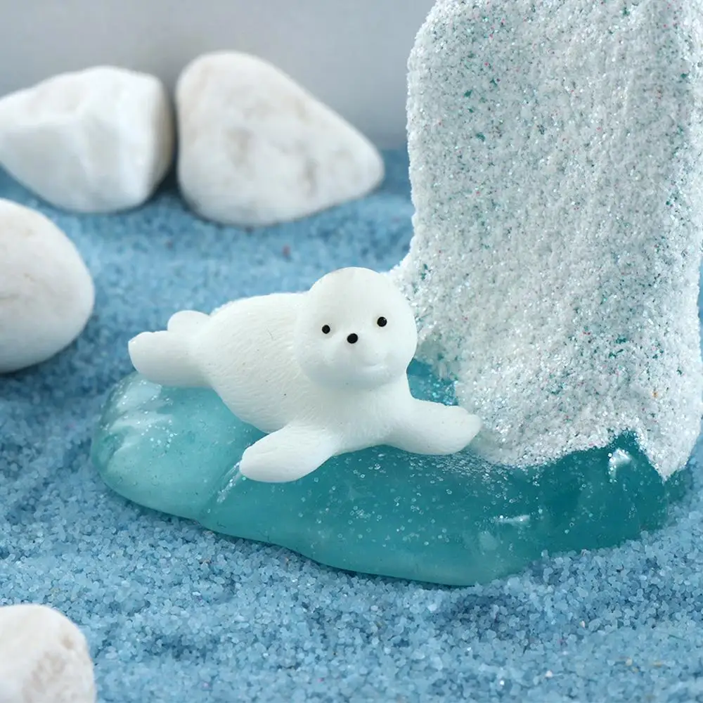 Resin Handmade Iceberg Craft Seal Penguin Micro Landscape Miniature Winter Figurine Fairy Garden Ornament