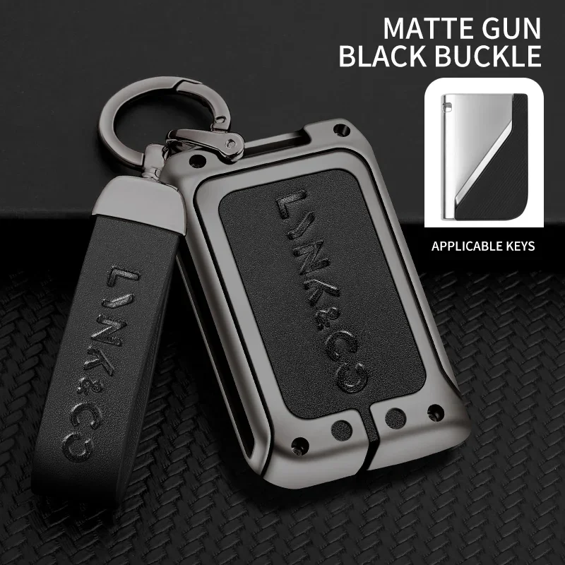 Metal Leather Car Key Case Protector Full Cover Shell Holder For LYNK&CO 05 01 02 03 06 Remote Keychain Auto Styling Accessories