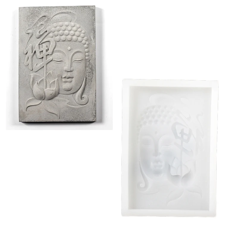Zen Buddha Face Lotus Silicone Mold Relief Concrete Plaster Mould DIY Spiritual Wall Art Decor Meditation Resin Craft Gift