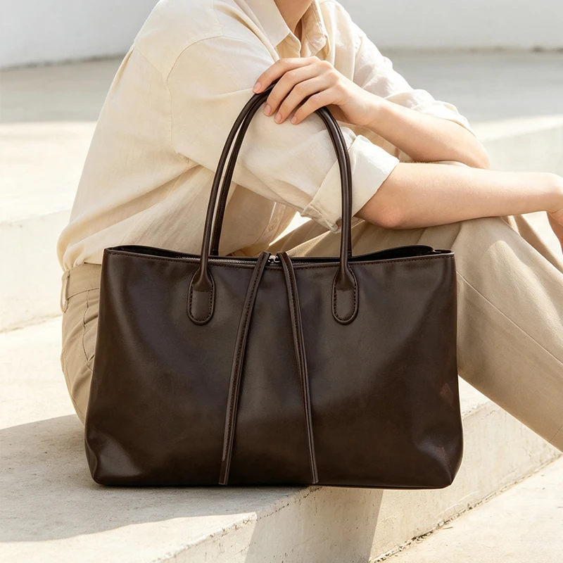 Handtasche Europäischer und Amerikanischer Mode-Stil Einfache Ins-Style Einfarbige PU-Schultertasche – Detail 5