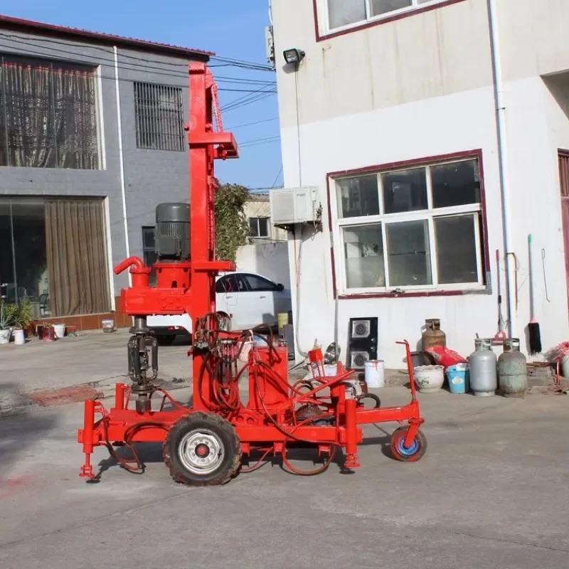100 Meters Portable Two Wheels Small Water Well Rock Drilling Multi-function Water Well Drilling Rig Borehole Machine Poland