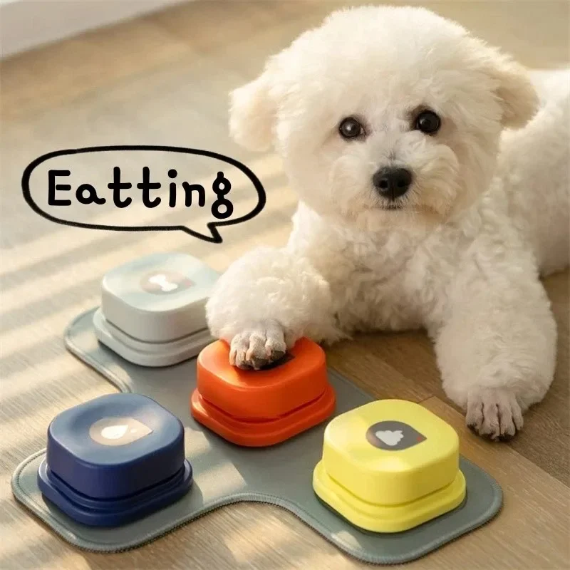 4pcs/set Pet Dog Cat Training Games Set with Pad Interactive Pet Communication Toy Pet Recording Conversation Button Easy To Use