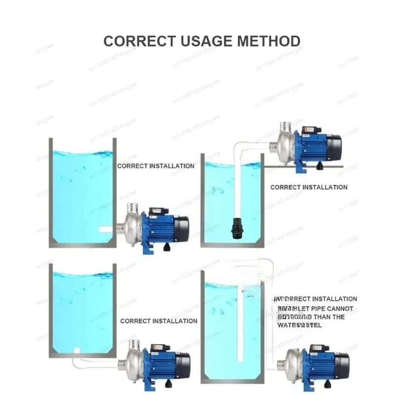 Resistant 304 Stainless Steel Sewage Pump Booster Pump 250W-2200W Centrifugal Water Pump Corrosion-Resistant Acid Alkali