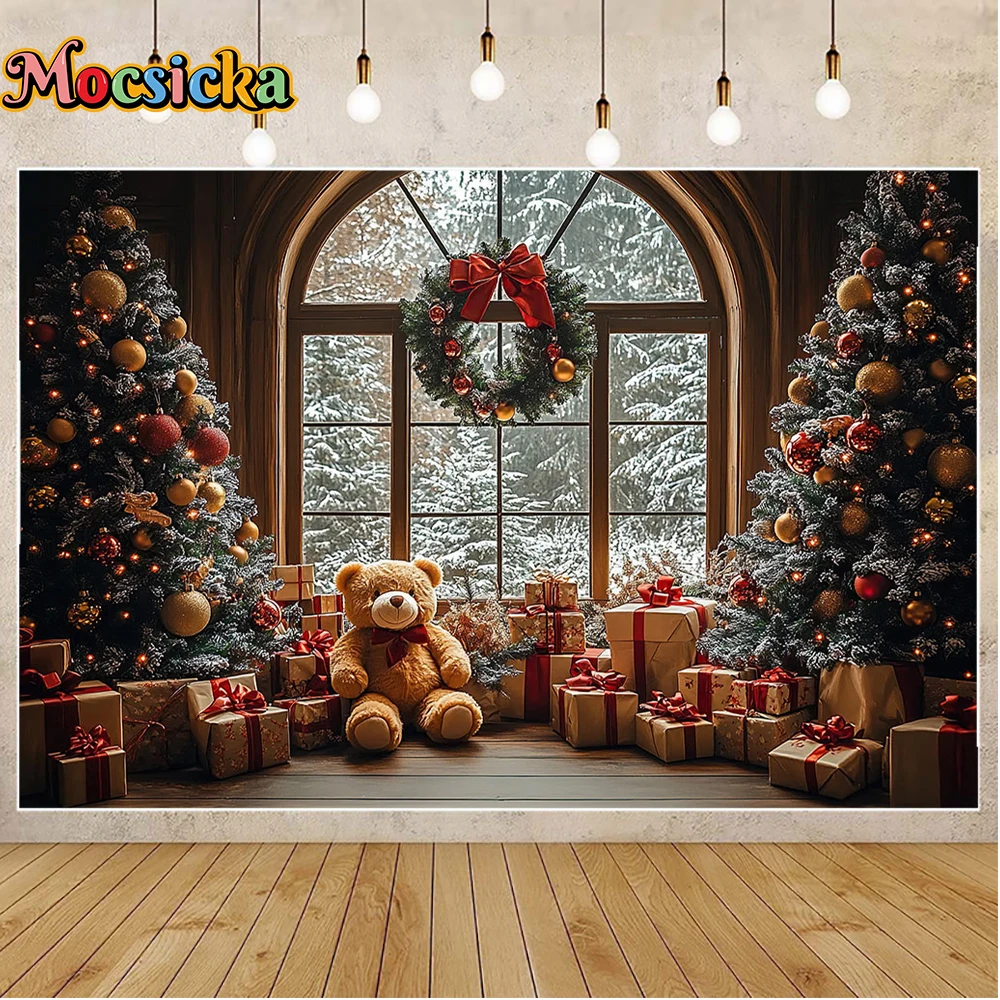 Mocsicka الشتاء التصوير خلفية دافئة عيد الميلاد الموقد إكليل مهرجان حفلة الأسرة الأطفال صورة خلفية الاستوديو