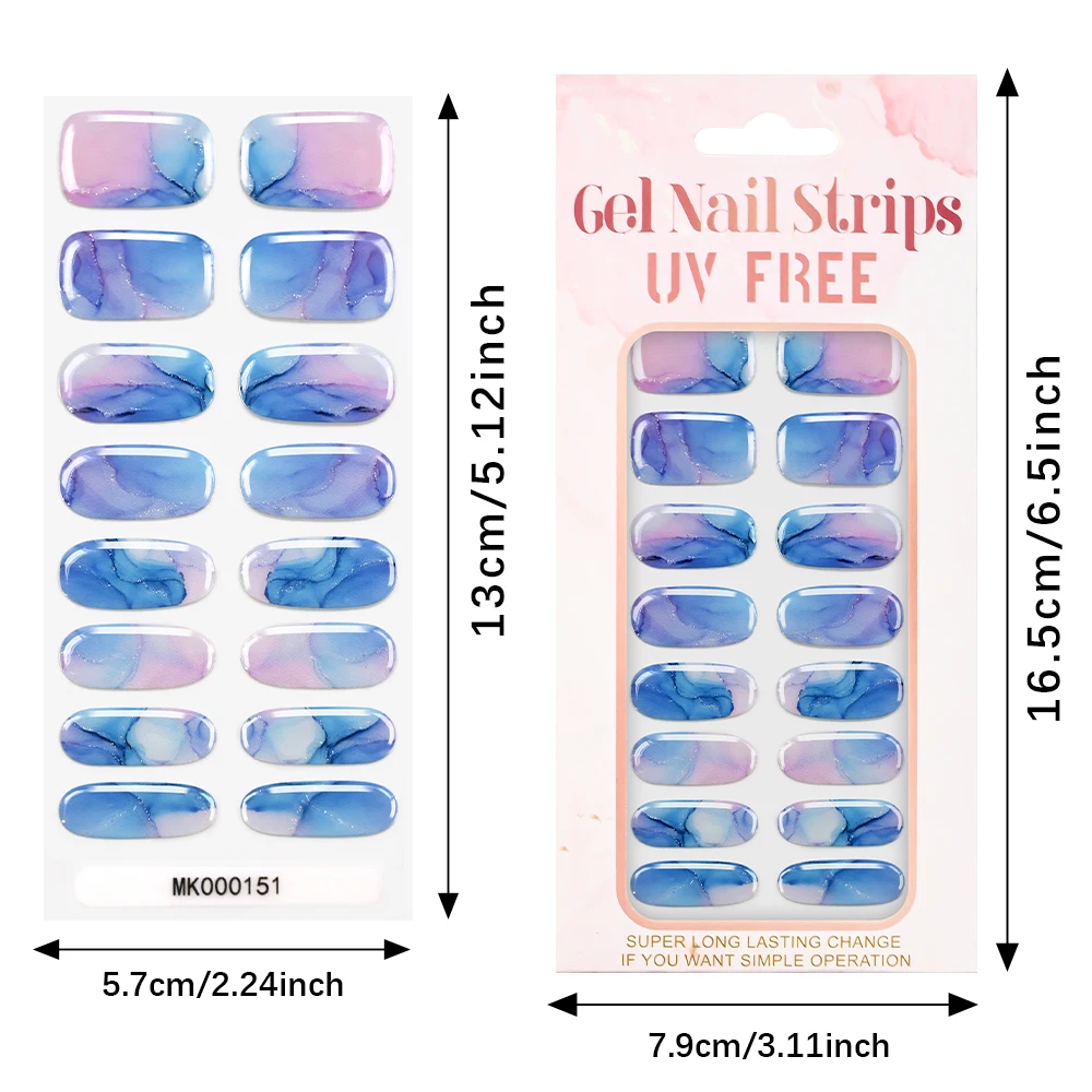16 Tipps für Aquarell-Smudge-UV-Nagellackstreifen, Backfreie 3D-Glitzer-Marmor-Vollabdeckungs-Nagelstreifen, Selbstklebende Maniküre-Aufkleber – Detail 14