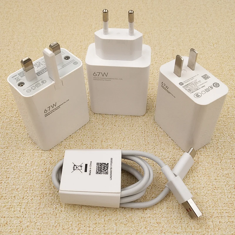 EU/US/UK Plug Xiaomi Poco X7 X6 Pro X5 X4 GT Charger 67W Turbo Fast Charge Adapter Usb Type C Cable 