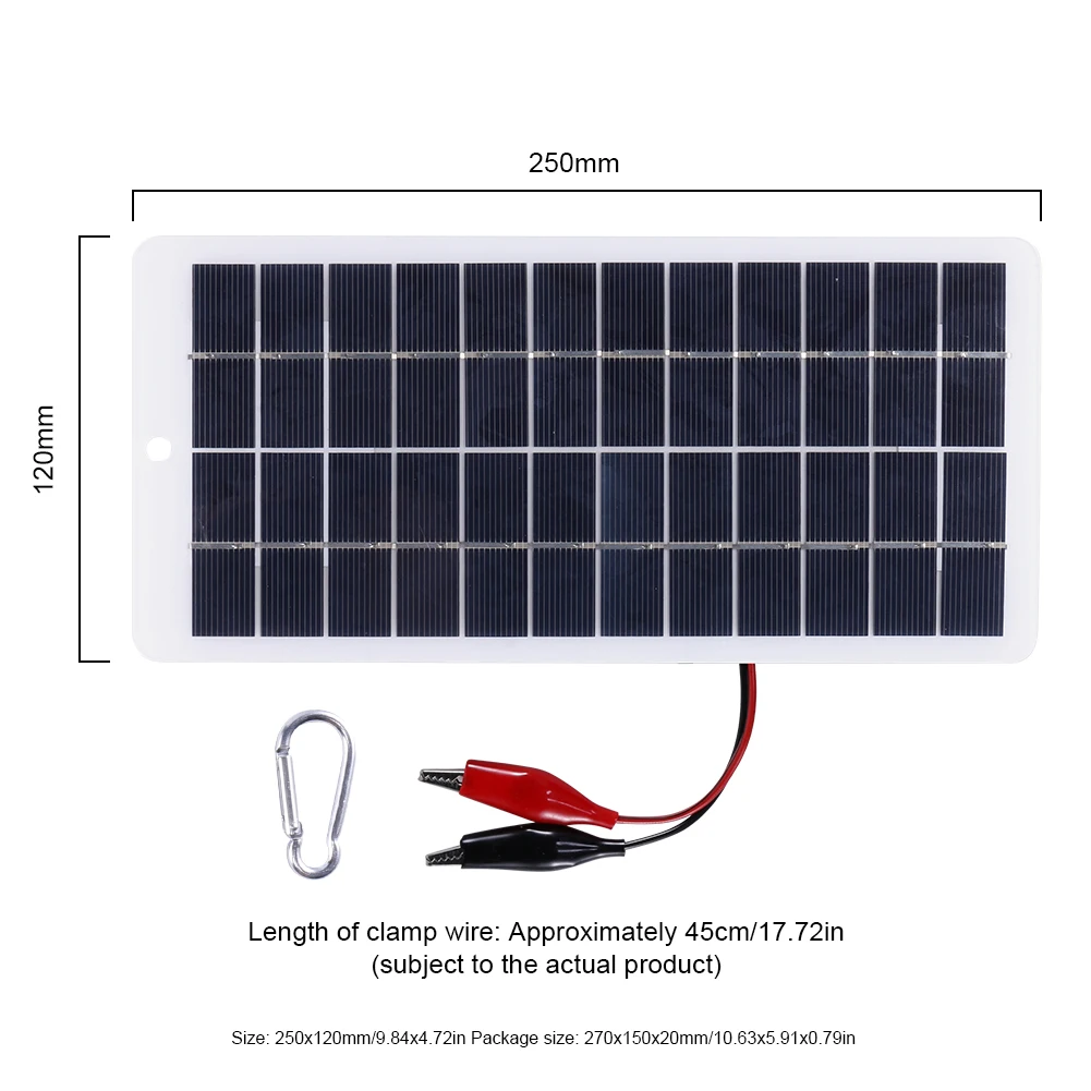 Solar Panel 10W 12V Polysilicon Epoxy Panels Portable Solar Cell DIY 270x150MM for 9-12V Battery Charging for Outdoor Lamp Pump