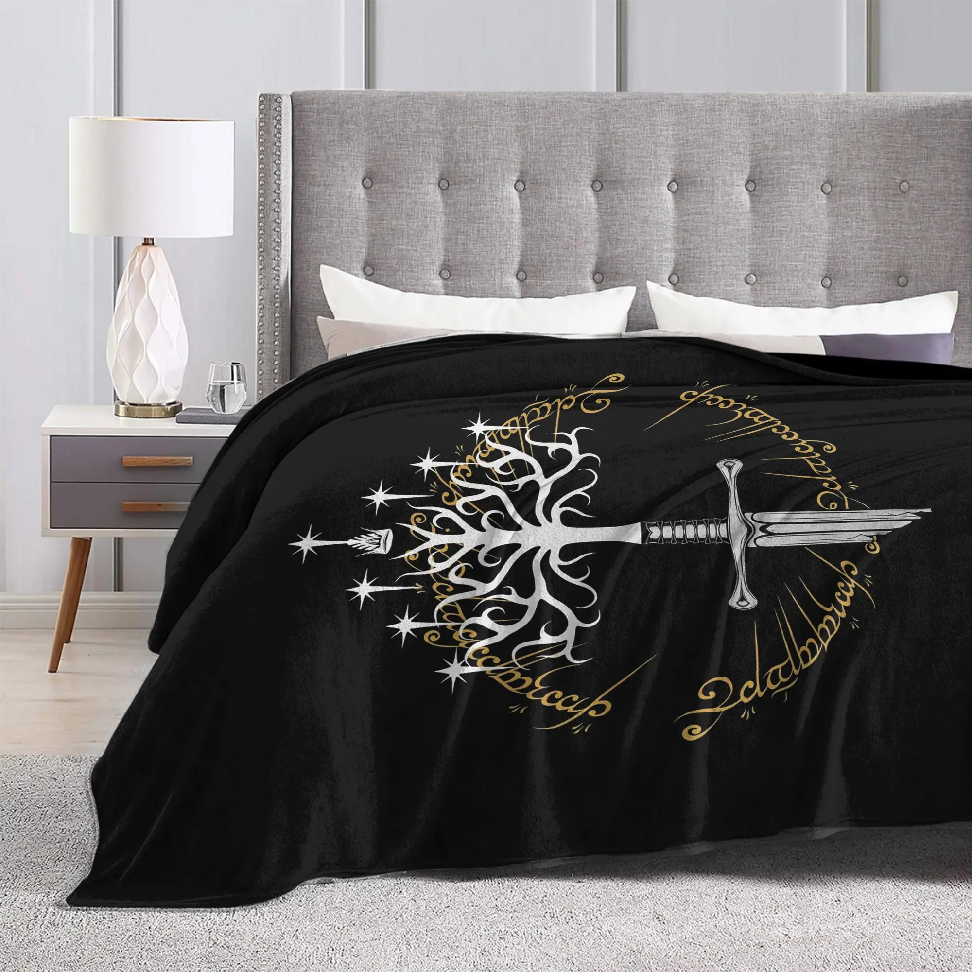 Anduril شجرة بيضاء L-Lords of the R-خواتم جوندور بطانية المرجان الصوف أفخم رمي البطانيات للفراش غرفة نوم أفخم رقيقة لحاف