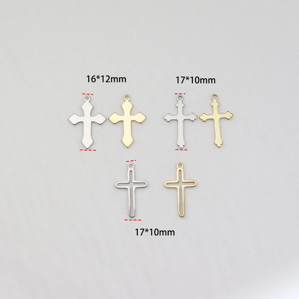 10pcs 304L Stainless Steel Cross Fashion Jewelry Accessory DIY Handcraft For Necklace PVD Vacuum Plated Waterproof Antiallergic