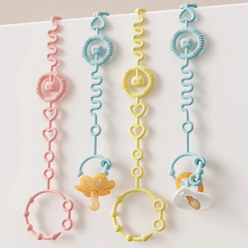 1Pcs Adjustable Silicone Pacifier Chain Teether Toys Suitable For High Chair Crib Baby Gifts Beige Pacifier Clips Babies