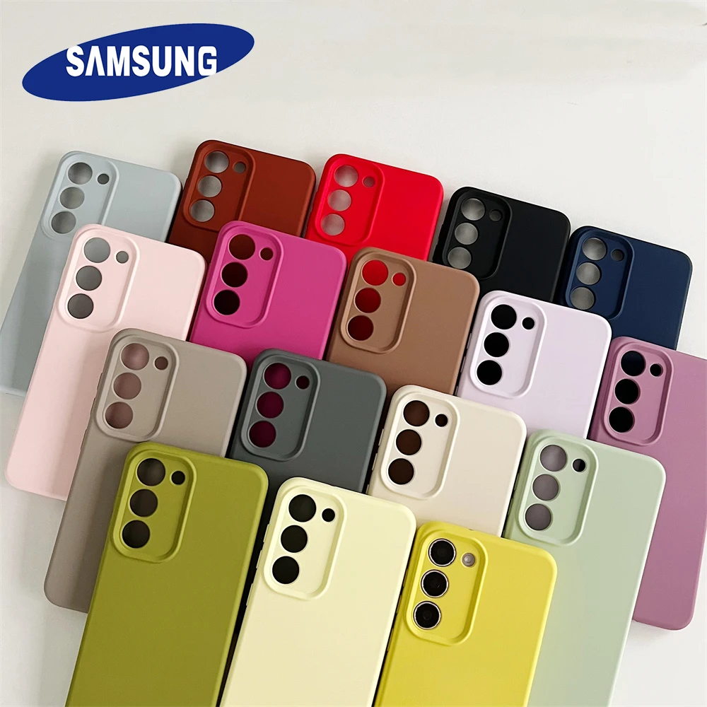 Offizielle Flüssig-Silikon Einfarbige Weiche Hülle Samsung Galaxy S25 S24 S23 S26 Ultra S25 S22 Plus Objektivschutz Stoßfeste Abdeckung