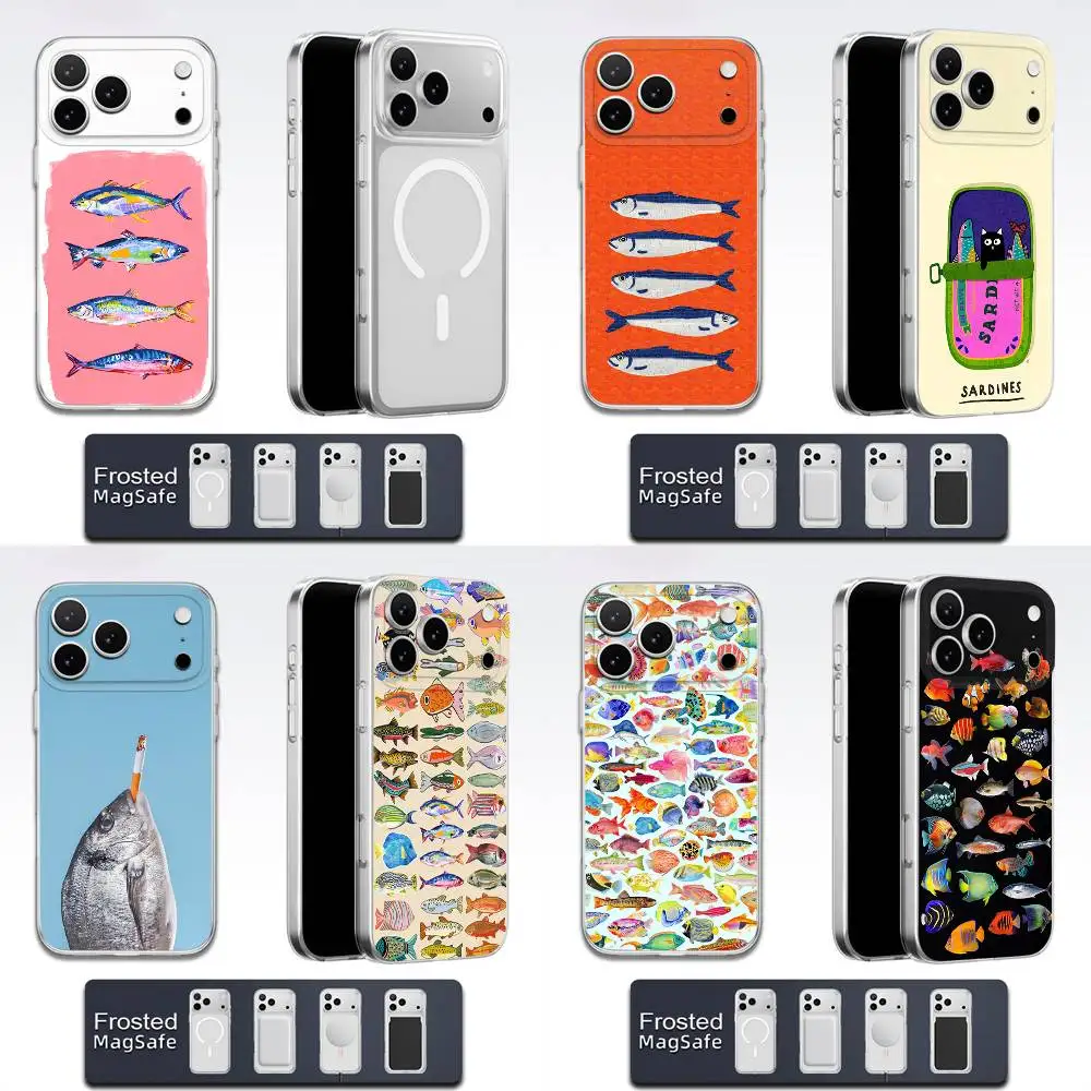 

Fish Sardines Sea Phone Case For iPhone 17,16,15,14,13,12,11,Pro,Max,Plus,E,Air,Mini Magsafe Transparent