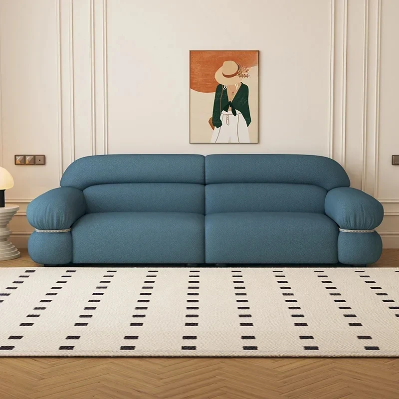 أريكة إيطالية بسيطة على الطراز الكريمي، أريكة قماشية صغيرة لغرفة المعيشة