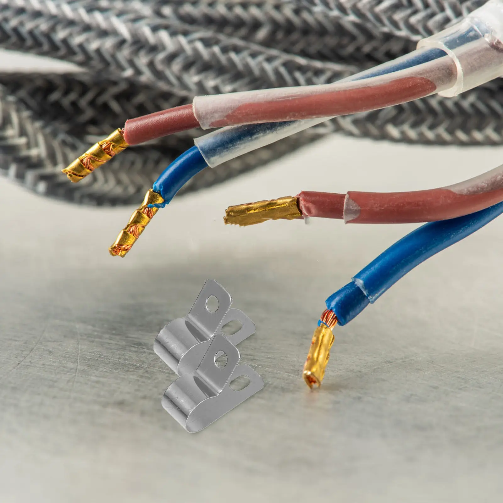 Stainless Steel Rope Light Clips 20Pcs 10mm Cable Cord Holders for Wire Management Indoor Outdoor