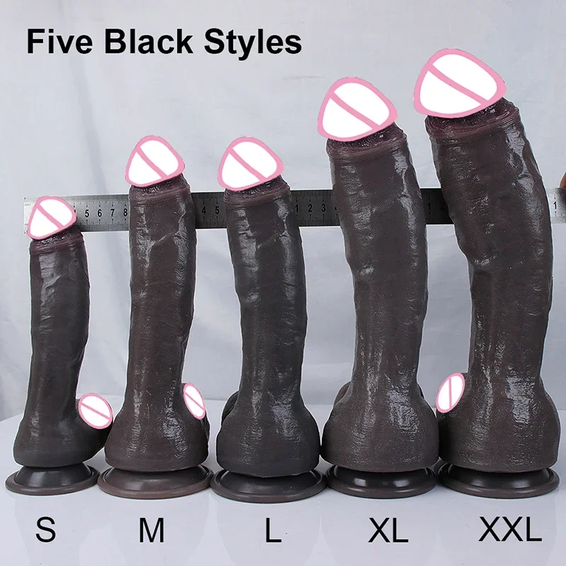 Big long dildo realistic Dick strapon penis soft suction cup black vagina masturbator anal sex toy for woman G-spot stimulation