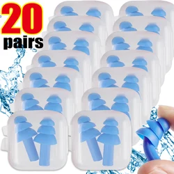 1-20Pairs Soft Silicone Earplugs Waterproof Swimming Ear Plugs Reusable Noise Reduction Sleeping Ear Plugs Protector with Box