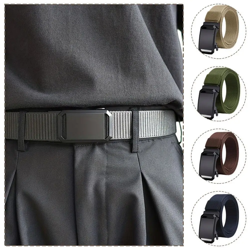 Heren Casual Outdoor Riem Nylon Automatische Gesp Riem Heren Vrijetijdsgordel Buiten Gereedschap Militaire Trainingsgordel Heren