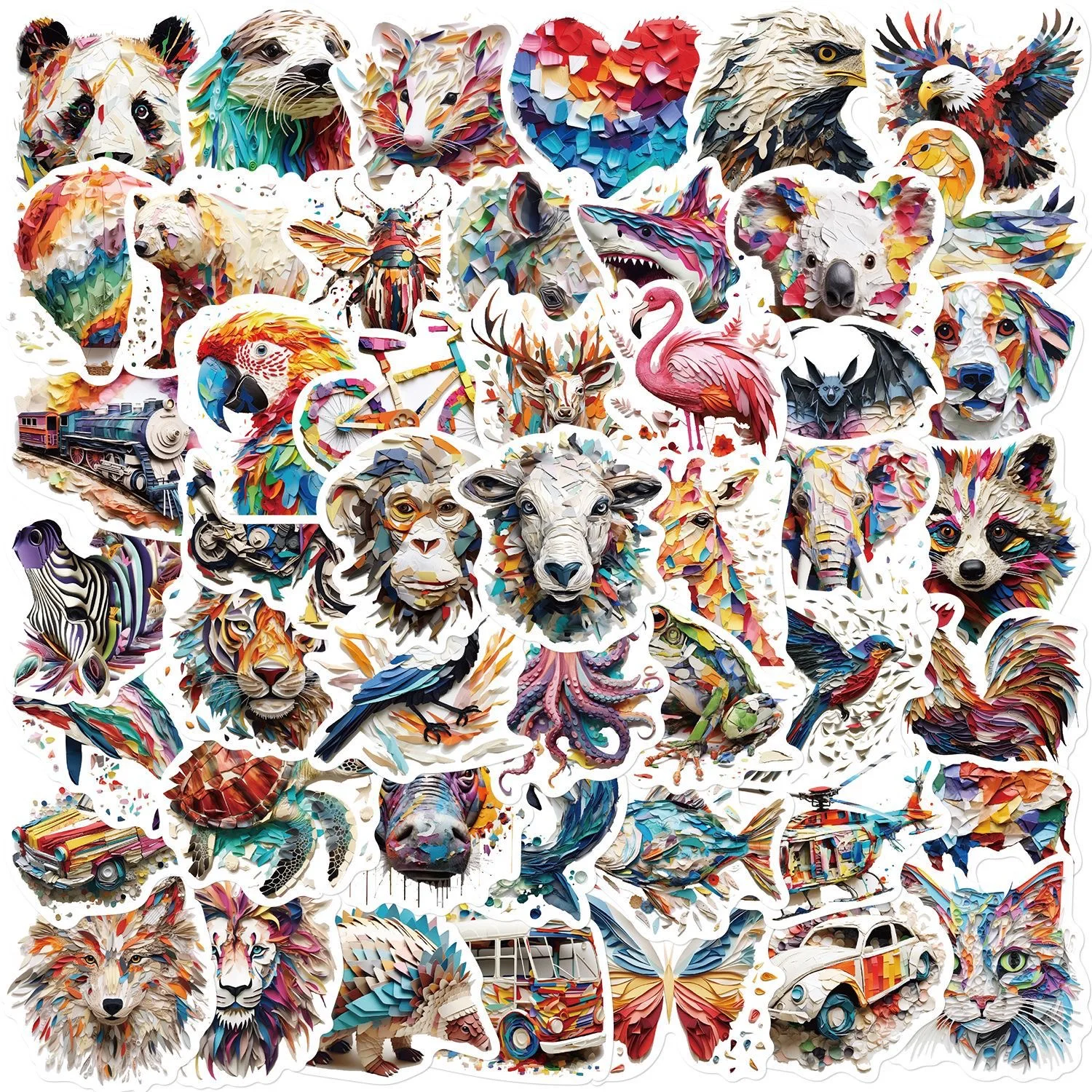 10/50PCS Color Painting Animals Art Stickers Aesthetic Decals DIY Diary Suitcase Scrapbook Laptop Guitar Phone Bike Sticker Toy