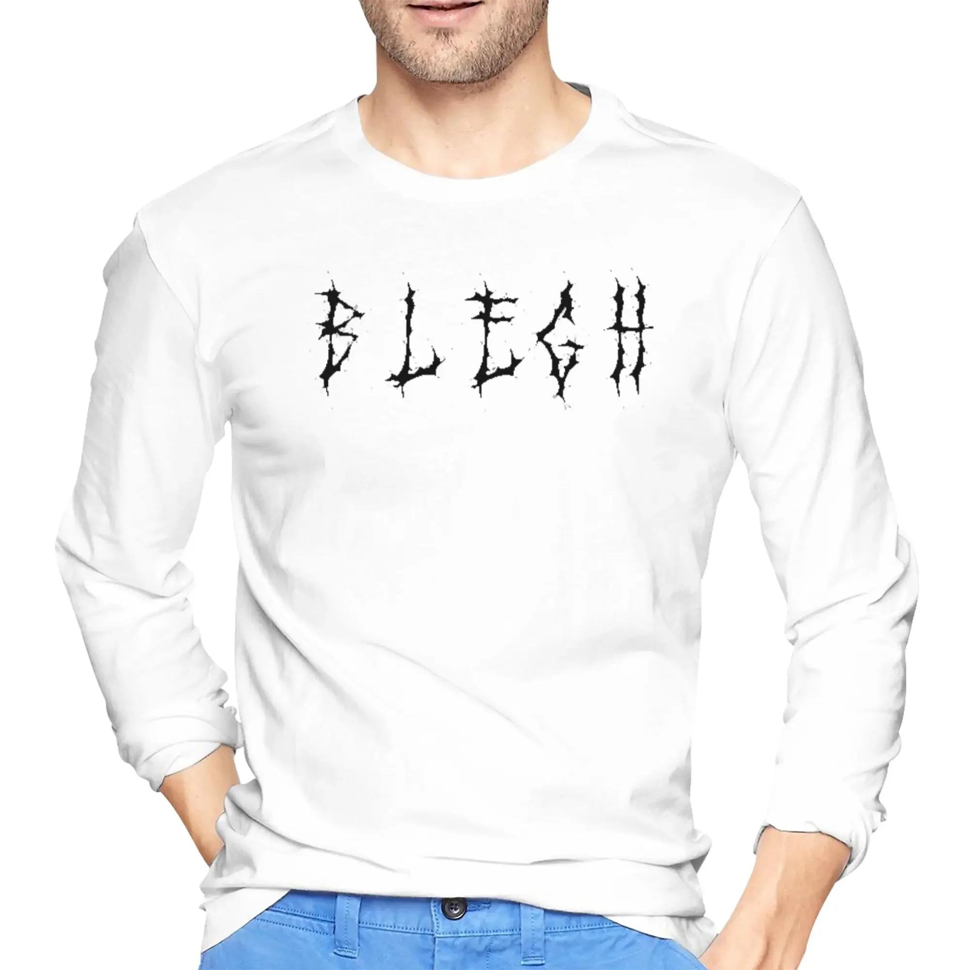 

Blegh Heavy Metal Funny Metalcore Deathcore Death Metal Singer Metalhead Мужская футболка с длинными рукавами и круглым вырезом Мужской топ