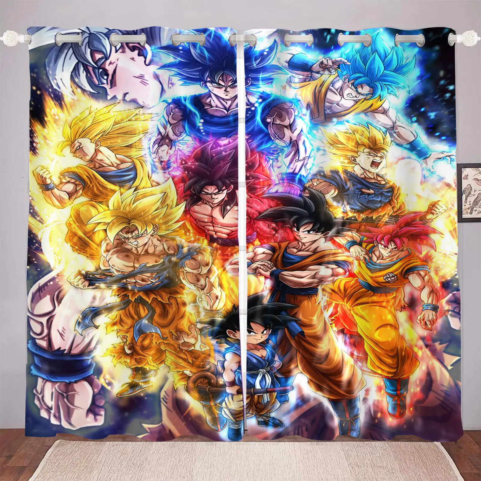 Dragon Ball Cartoon Curtain 3D Print Boy Gifts Bedroom Polyester Shading Living Room Window Blackout Partition Home Decoration