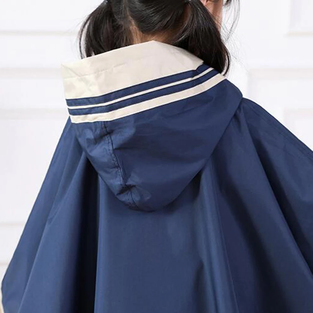 

Waterproof Kids Raincoat Poncho Hooded Lightweight Rain Resistant Outdoor Rainwear Camping Gear Navy Blue Size L