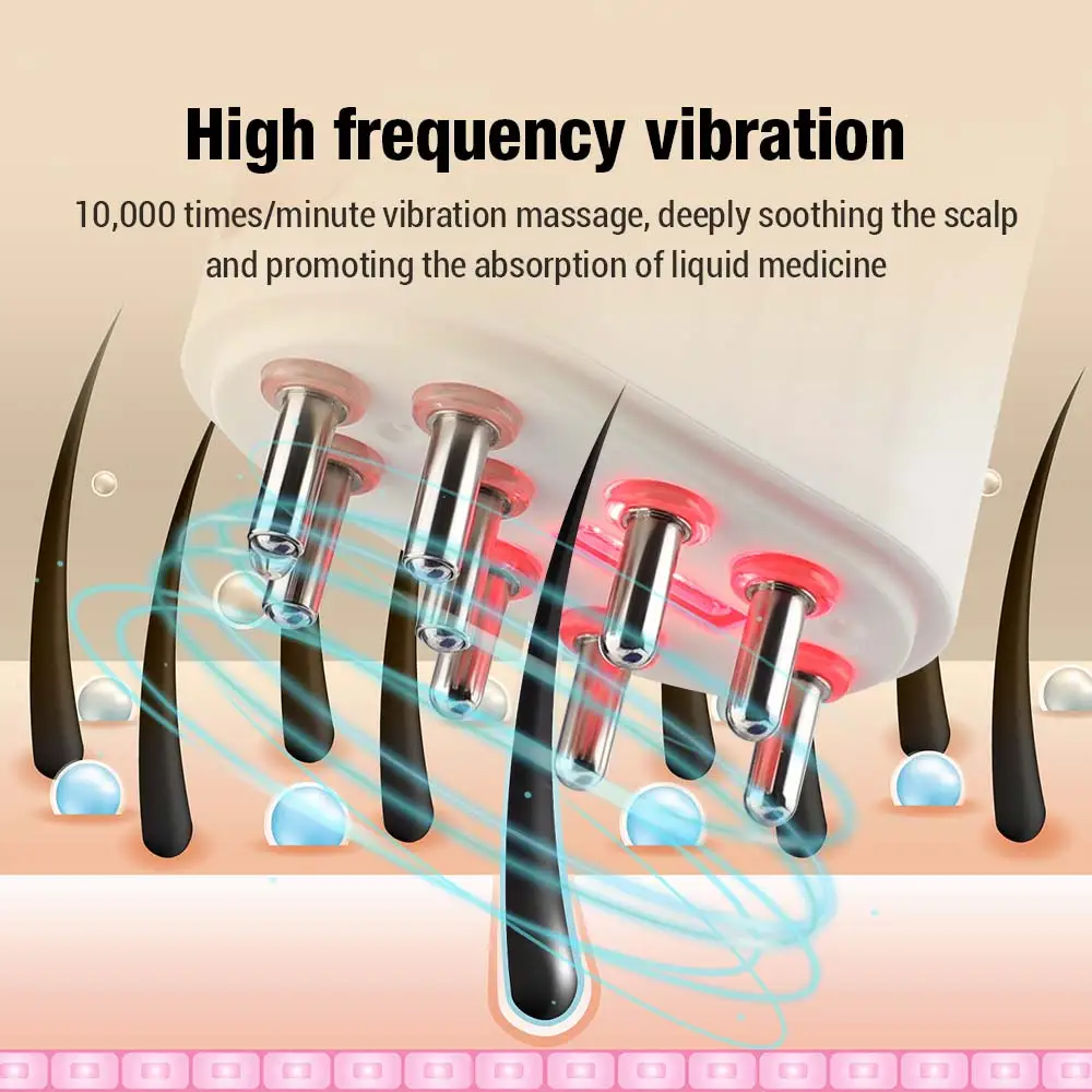 Microcurrent Head massaggiatore per cuoio capelluto 625nm LED Light Therapy vibrazione massaggio pettine medicina applicatore di olio liquido