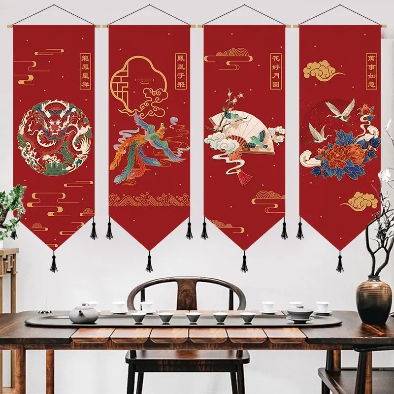 

Chinese Style Scroll Paintings Living Room Bedroom Vintage Room Decor Aesthetic Tapestry Wall Hanging Decoration Poster