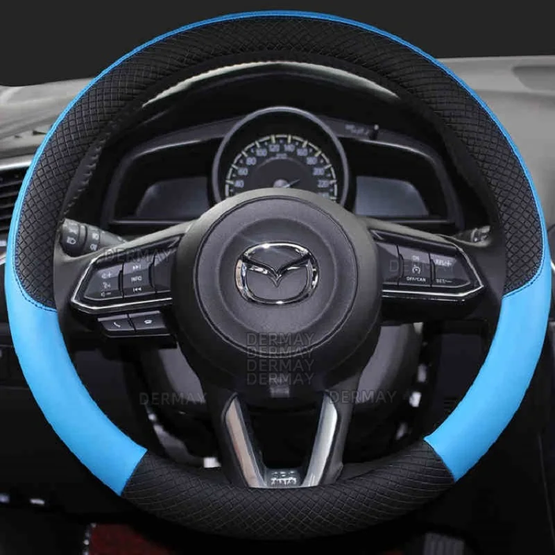 DERMAY PU Leather Car Steering Wheel Cover for CX-3 CX-4 CX-5 CX-7 CX-9 Mazda 3 Axela 6 Gh Gj Demio Anti-Slip Funda Volante