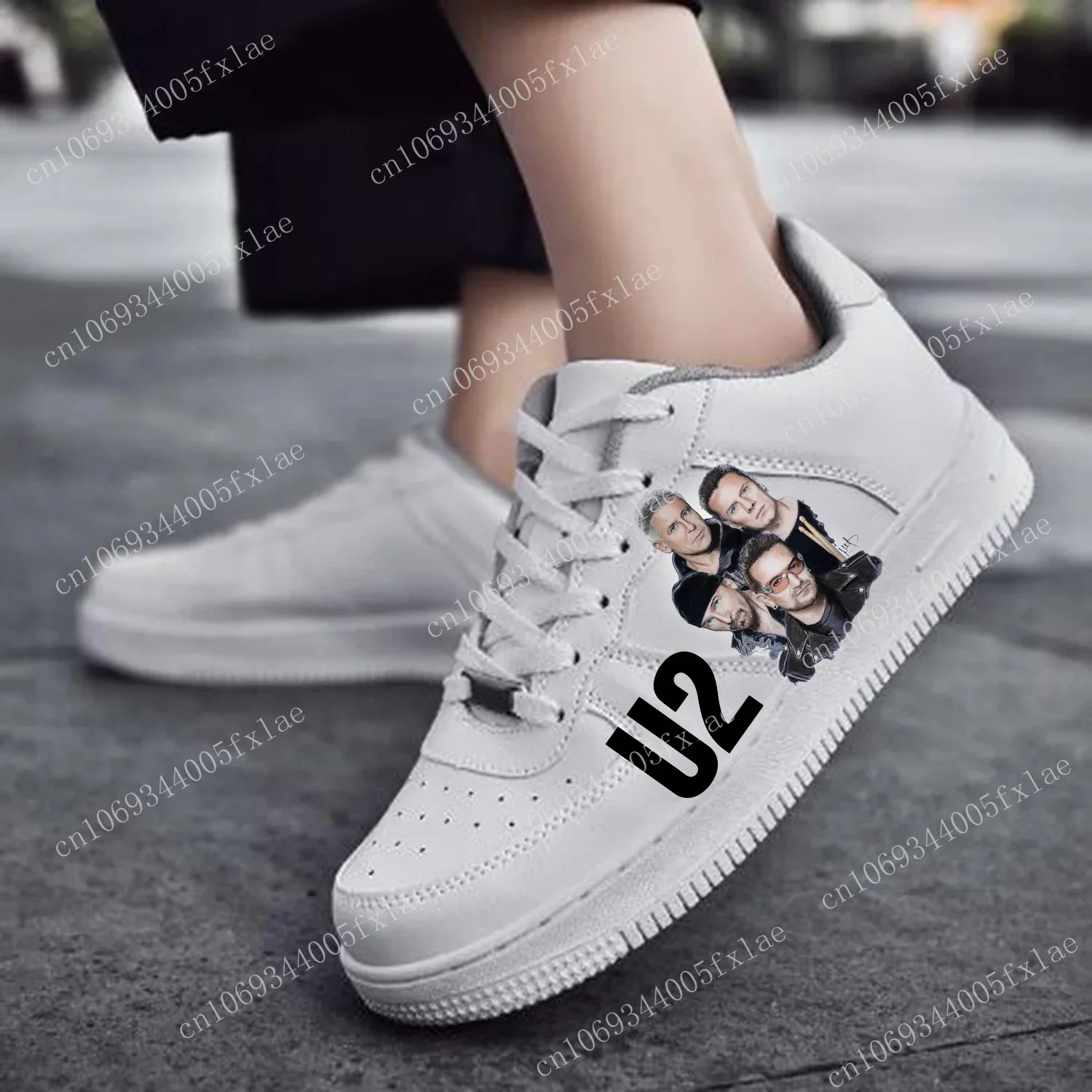 U2 Rock Band AF Basketball Mens Womens Sports Running High Quality Flats Force Sneakers Lace Up Mesh Customized Made Shoe White