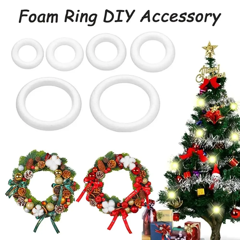 5/7/8/10/12/15/17/20cm Foam Ring White Round Polystyrene DIY Handmade Wreath Wedding Party Decorations For Christmas Crafts