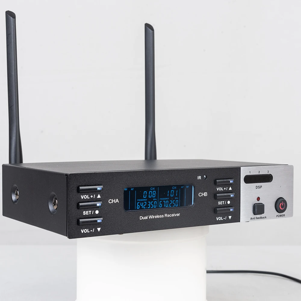 ميكروفون لاسلكي محمول باليد UHF ، ميكروفون كاريوكي لأداء المسرح KTV المنزلي ، من من من وإلى MHz ، DSP ، 2 قناة