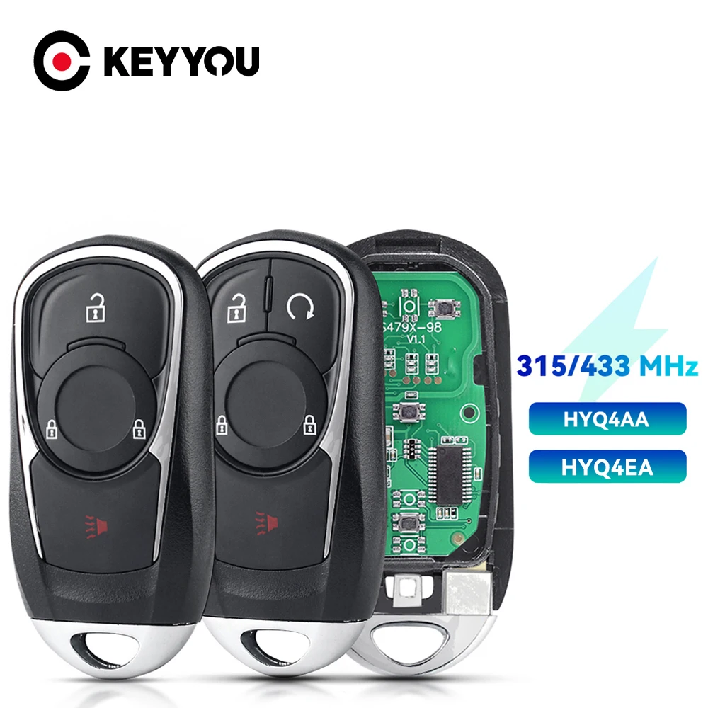 

KEYYOU 4/5BTN Smart Remote Key 315/433MHz ID46 Chip For Buick Envision LaCrosse 2017 2018 2019 ENCORE HYQ4AA / HYQ4EA Keyless Go