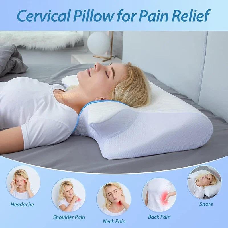 1pc Memory Foam Cervical Pillow, 2 in 1 Ergonomic Contour Orthopedic Pillow for Neck Pain, Contoured Support Pillows,Neck Pillow image 5